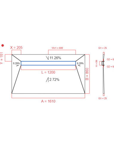 Showerlay Wiper 4 way 1610 x 860 mm...