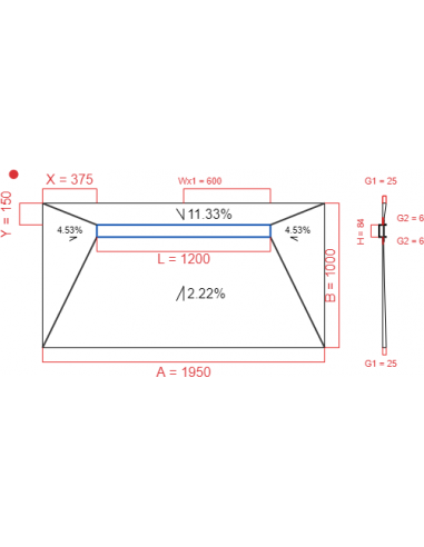 Showerlay Wiper 4 way 1950 x 1000 mm...