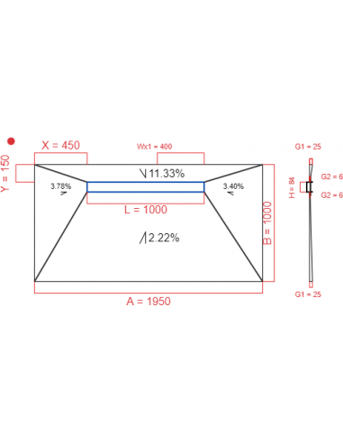 Showerlay Wiper 4 way 1950 x 1000 mm...