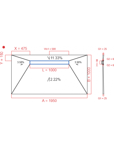 Showerlay Wiper 4 way 1950 x 1000 mm...