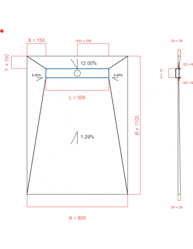 Showerlay Wiper 4 way 800 x 1100 mm...