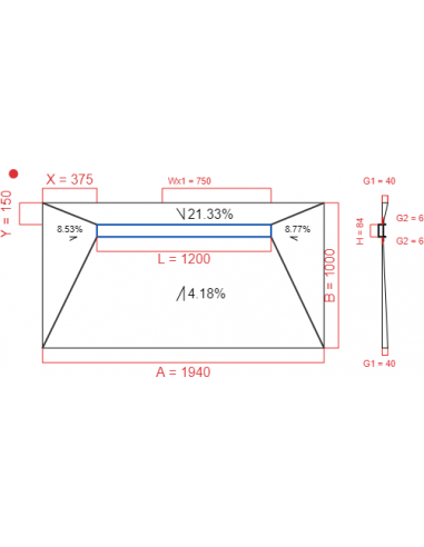 Showerlay Wiper 4 way 1940 x 1000 mm...