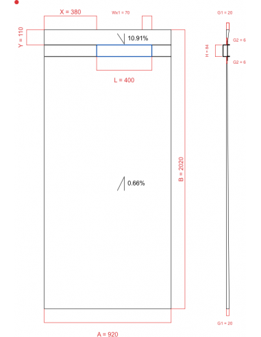 Showerlay Wiper 2 way 920 x 2020 mm...