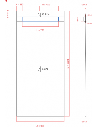 Showerlay Wiper 2 way 920 x 2020 mm...