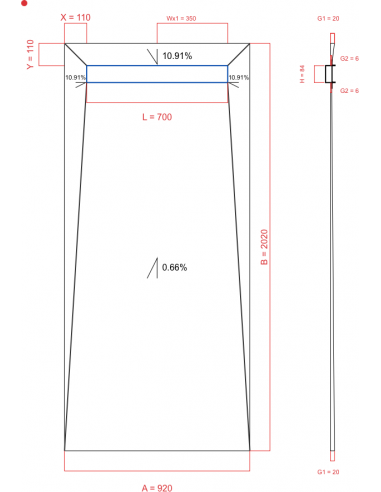 Showerbase Wiper 4 way 920 x 2020 mm...