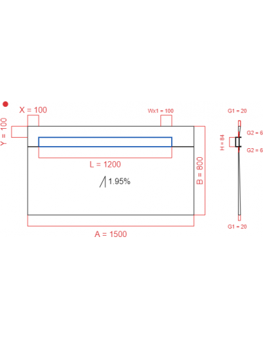 Showerlay Wiper 1 way 1500 x 800 mm...