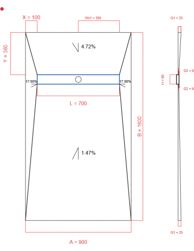 Showerlay Wiper 4 way 900 x 1600 mm...