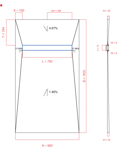 Showerlay Wiper 4 way 900 x 1600 mm...