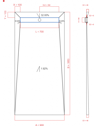 Showerlay Wiper 4 way 900 x 1850 mm...