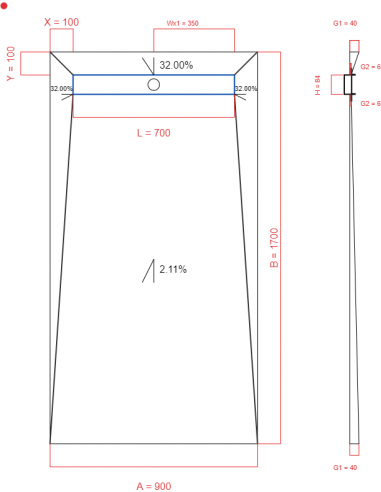 Showerlay Wiper 4 way 900 x 1700 mm...