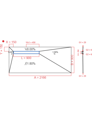 Showerlay Wiper 4 way 2166 x 900 mm...