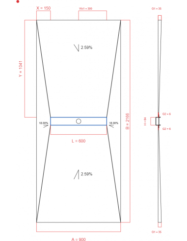 Showerlay Wiper 4 way 900 x 2166 mm...