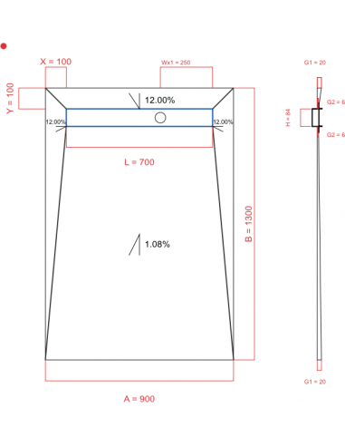 Showerlay Wiper 4 way 900 x 1300 mm...