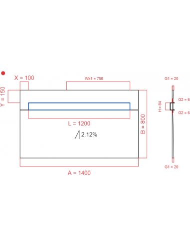 Showerlay Wiper 1 way 1400 x 800 mm...