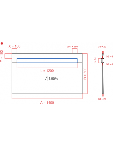 Showerlay Wiper 1 way 1400 x 800 mm...