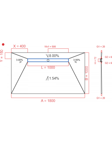 Showerlay Wiper 4 way 1800 x 1000 mm...