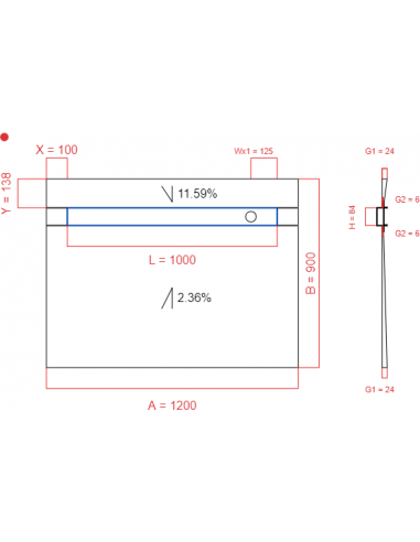 Showerlay Wiper 2 way 1200 x 900 mm...