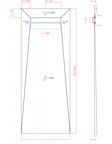 Showerlay Wiper 4 way 800 x 2050 mm...