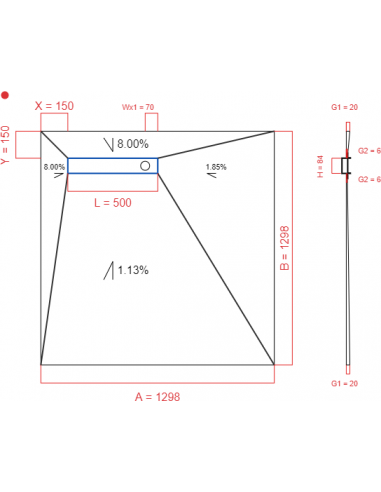 Showerlay Wiper 4 way 1298 x 1298 mm...