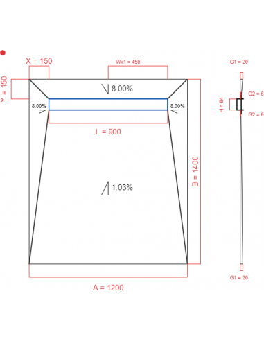 Showerlay Wiper 4 way 1200 x 1400 mm...