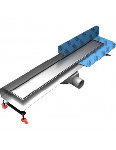 Wall Upstand linear drain kit: Linear Shower drain to install directly against the wall with Ponente cover, incl. syphon