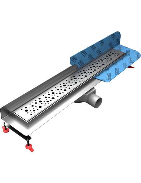 Wall Upstand linear drain kit: Linear Shower drain to install directly against the wall with Mistral cover, incl. syphon
