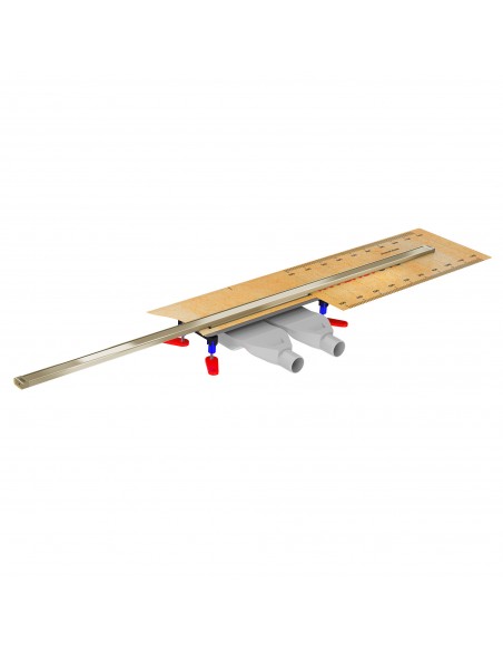 Linear Drain Kit: Trimmable Linear Drain with Brass Lin cover and DUO waste system