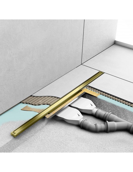 Visualization of how the DUO waste trap system is installed in the shower area