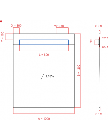 Showerlay Wiper 1 way 1000 x 1200 mm...