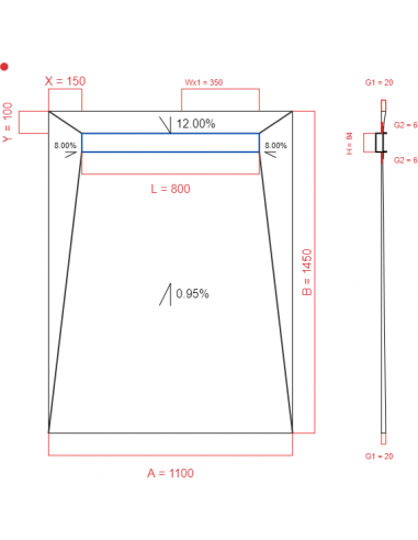 Showerlay Wiper 4 way 1100 x 1450 mm...