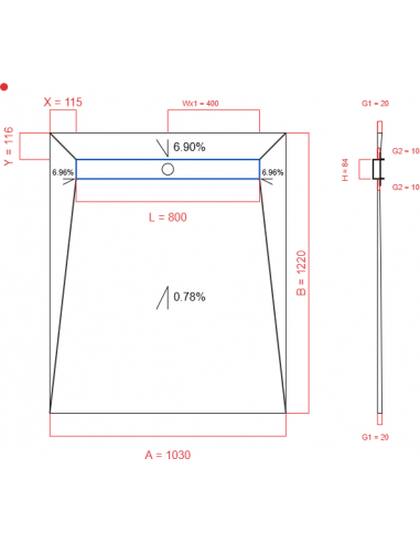 Showerlay Wiper 4 way 1030 x 1220 mm...