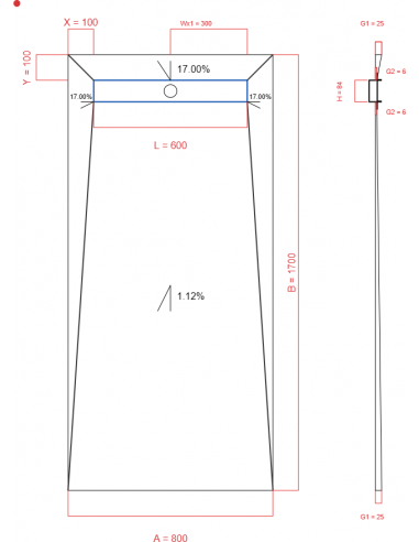 Showerlay Wiper 4 way 800 x 1700 mm...