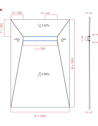 Showerlay Wiper 4 way 1200 x 1800 mm...