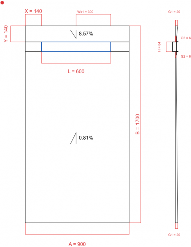 Showerlay Wiper 2 way 900 x 1700 mm...