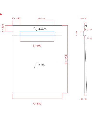 Showerlay Wiper 2 way 880 x 1200 mm...