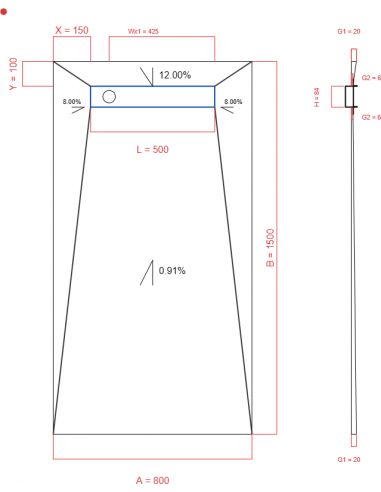 Showerlay Wiper 4 way 800 x 1500 mm...