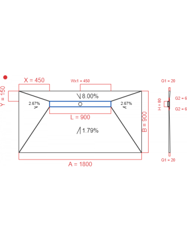 Showerlay Wiper 4 way 1800 x 900 mm...