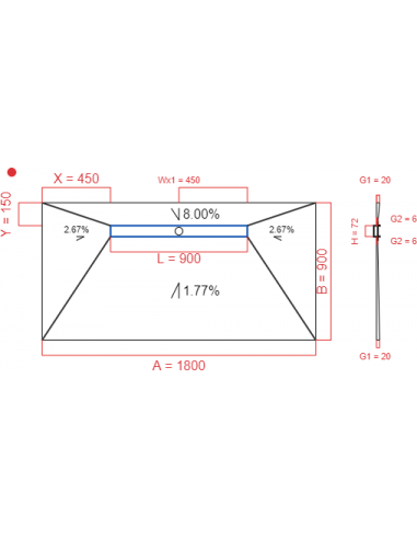 Showerlay Wiper 4 way 1800 x 900 mm...