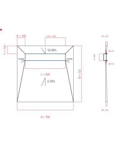 Showerlay Wiper 4 way 700 x 700 mm...