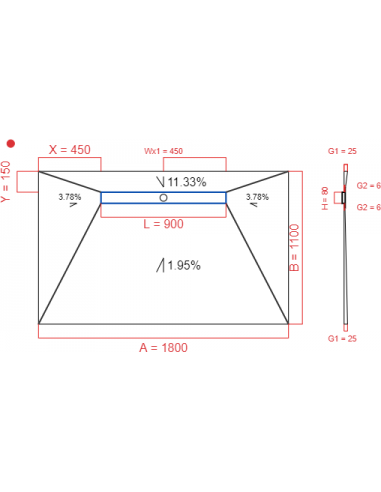 Showerlay Wiper 4 way 1800 x 1100 mm...