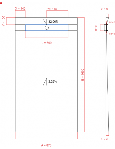 Showerlay Wiper 2 way 870 x 1600 mm...