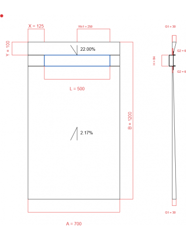 Showerlay Wiper 2 way 700 x 1200 mm...