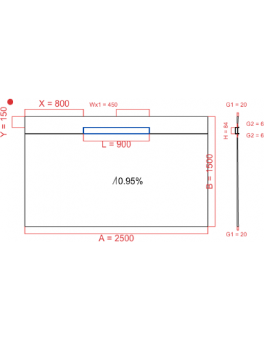 Showerlay Wiper 1 way 2500 x 1500 mm...