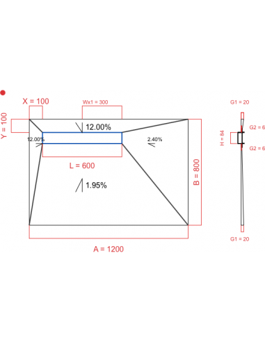 Showerlay Wiper 4 way 1200 x 800 mm...