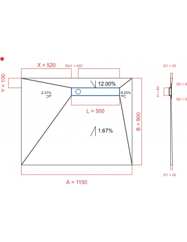 Showerlay Wiper 4 way 1150 x 900 mm...