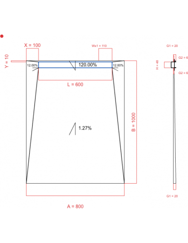 Showerlay Wiper 4 way 800 x 1000 mm...
