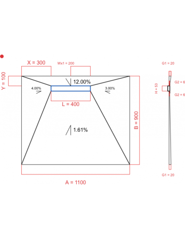 Showerlay Wiper 4 way 1100 x 900 mm...