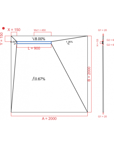 Showerlay Wiper 4 way 2000 x 2000 mm...