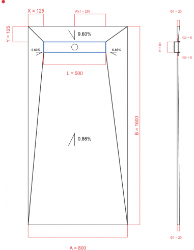 Showerlay Wiper 4 way 800 x 1600 mm...
