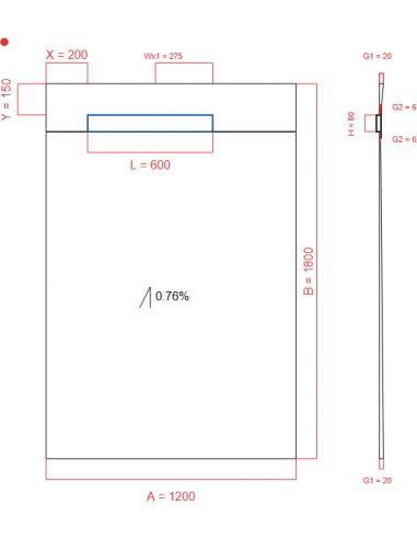 Showerlay Wiper 1 way 1200 x 1800 mm...